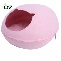 Egg Shaped Wool Felt Cat House with Pink Gray Color